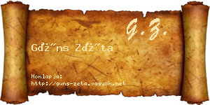 Güns Zéta névjegykártya